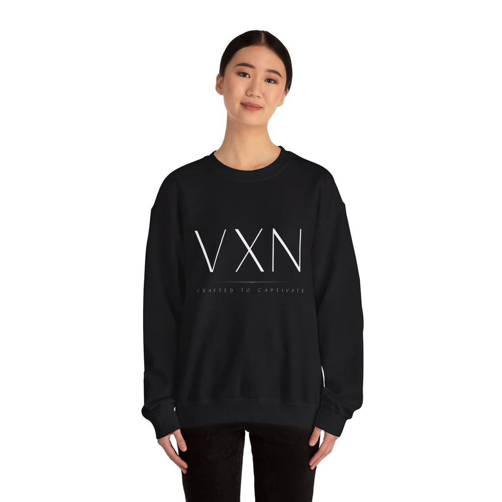 VXN Minimal Logo Crewneck Sweatshirt — Modern Monochrome Streetwear